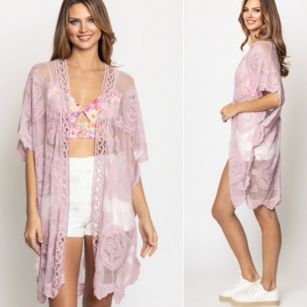 Do Everything in Love Delicate Pink Lace Cover-Up